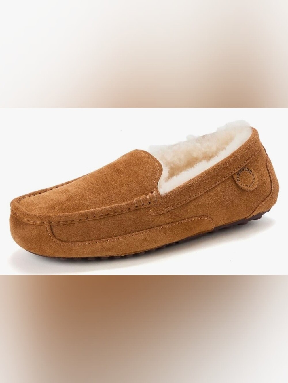 New Mens Fireside By Dearfoams Suede Shearling Moccasin Slipper